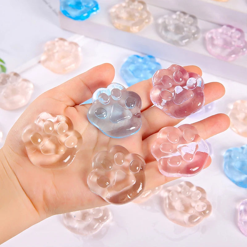 Kawaii Cat Paws Sticky Squeeze Toys Soft Realistic Quick Rebound Jelly Mini Cat Paws Transparent Squ