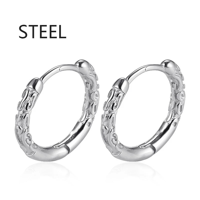 2pc Korean Fashion Punk Rock Cross Feather Stud Earrings for Women And Men High Quality Stainless Steel Hip Hop Ear Jewelry