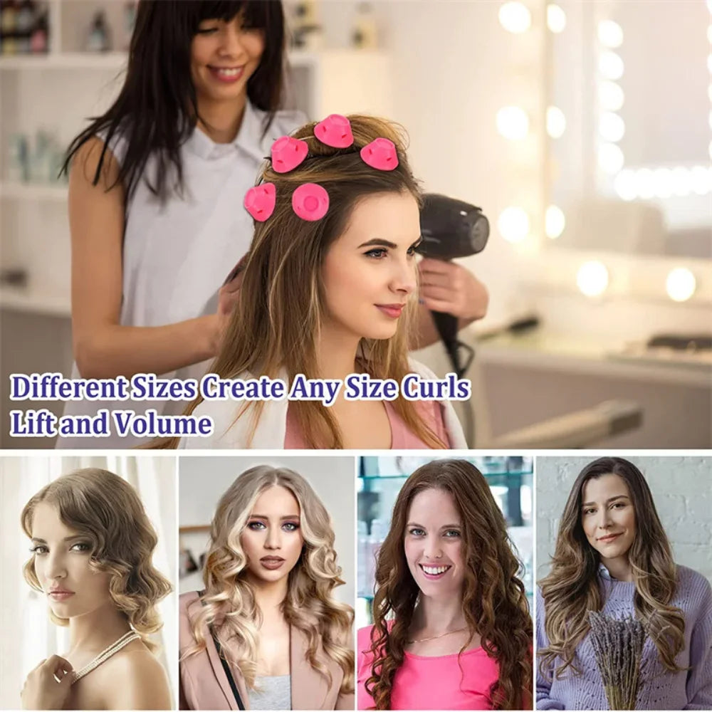 10pcs Heatless Hair Curlers Set | Soft Silicone No Heat Hair Rollers for Sleeping close-up view