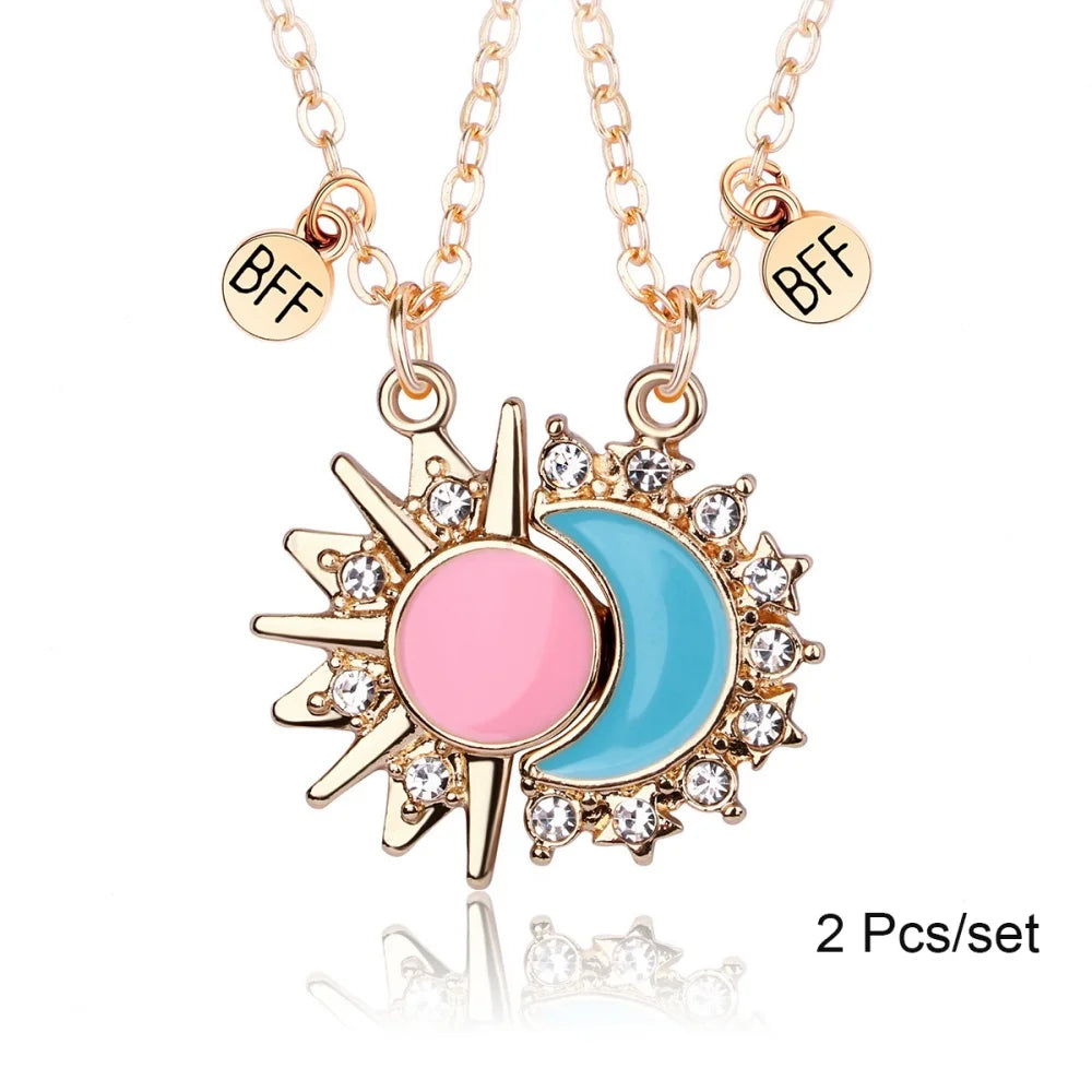 Broken Heart Best Friends Pendant Set | Magnetic Adjustable Lover Necklace for Women alternate view