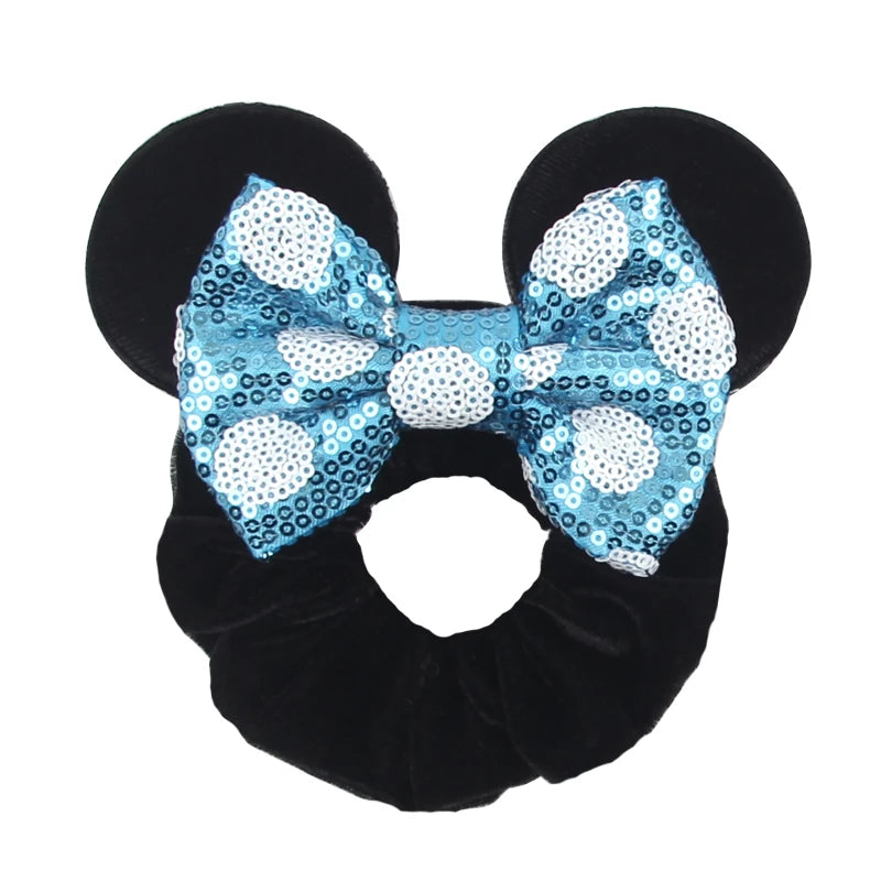 Women Ears Hair Scrunchies Velvet Hairbands For Girls Sequins Bows Headband Women Tri alternate view