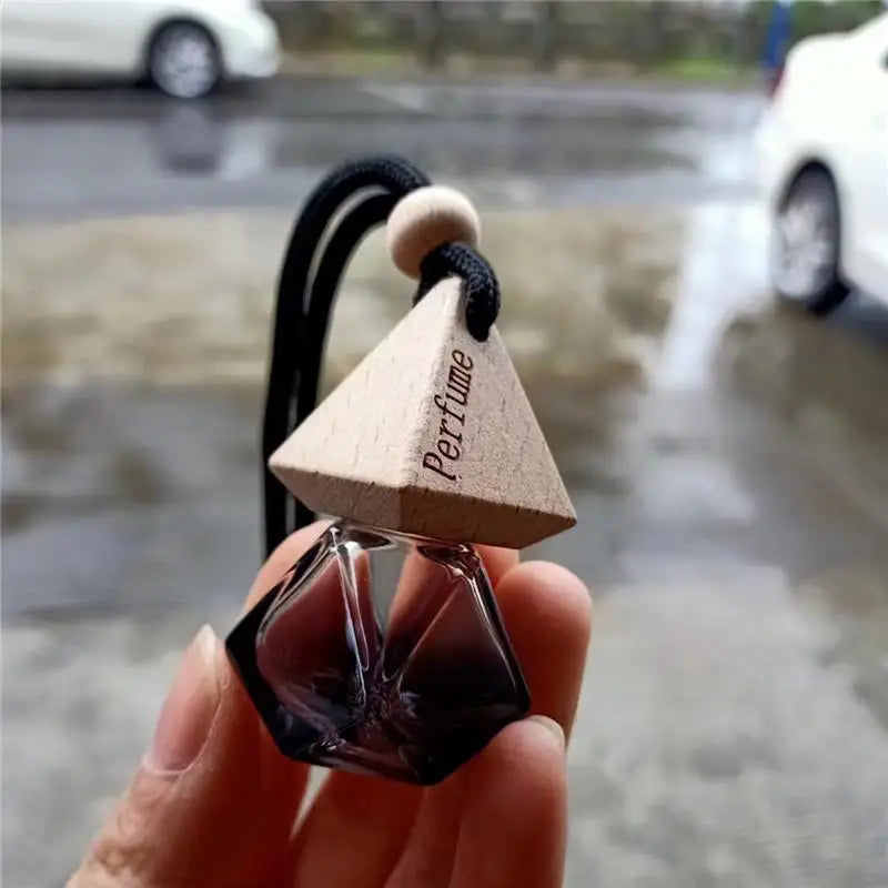 Square Glass Car Essential Oil Diffuser Pendant close-up view