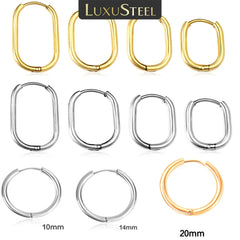 Stainless Steel Hoop Earrings for Women | Hypoallergenic Round Hinged Hoops - 12/14/16mm