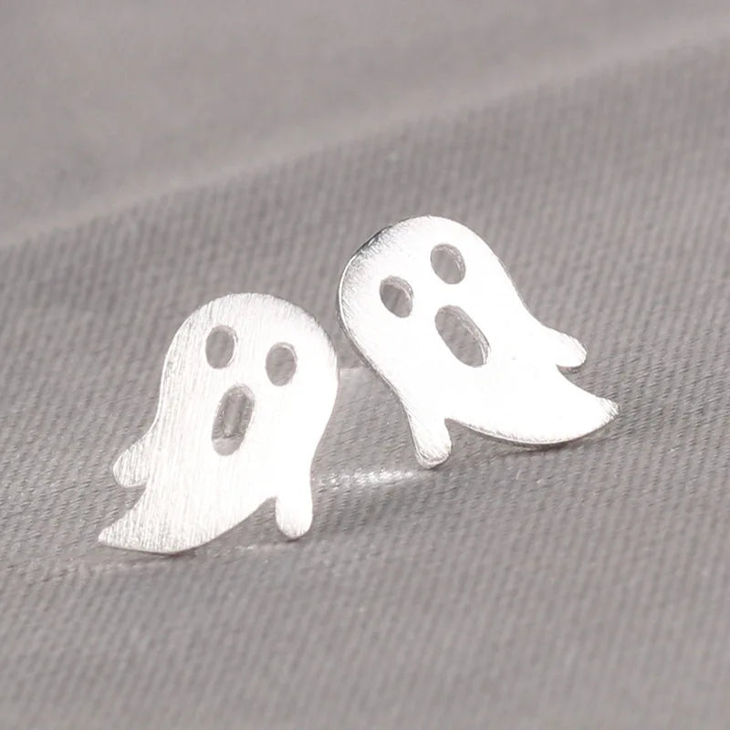 925 Silver Needles Lovely Mini Stud Earrings Women Cute Heart Star Moon Daisy Christma close-up view