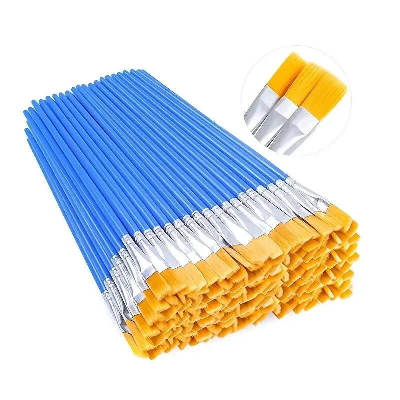 50Pcs Painting Brushes Set Art Round Flat Hair Nylon Hair Paint Brush for Oil Acrylic Wa detail view