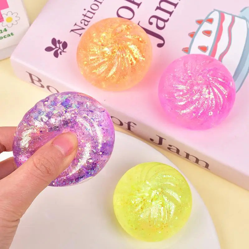 Colorful Glitter Dumpling Stress Ball | Fun Sensory Squeeze Toy detail view