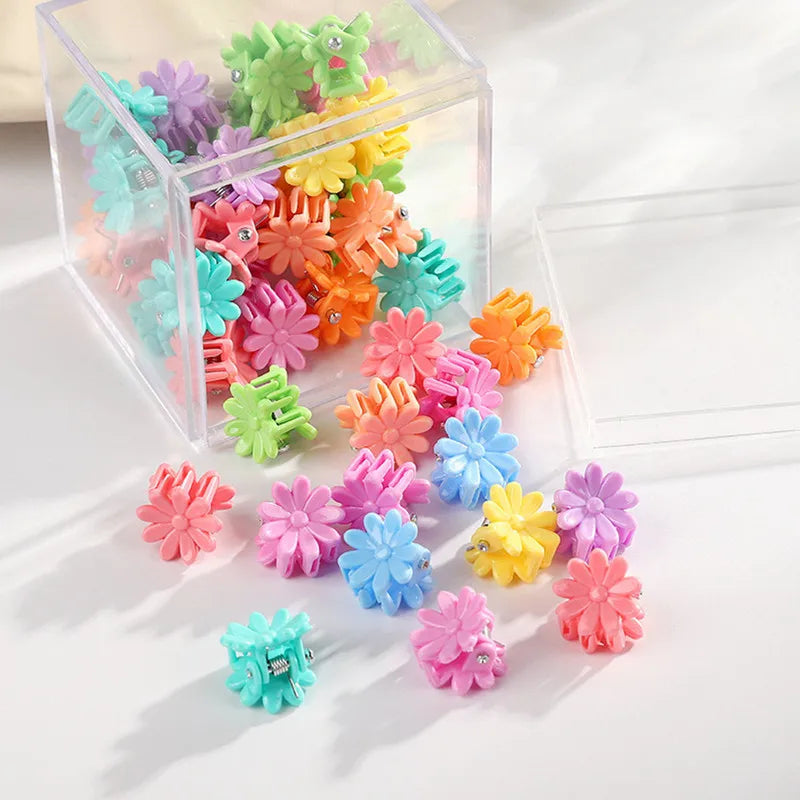 Macaron Color Flower Hair Clips Tiny Claw Clips Sweet Hairpins for Children Girls Fashion Hair Accessories