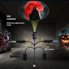 Skull Projection Lamp | Switchable Pattern LED Night Light with USB Power close-up view