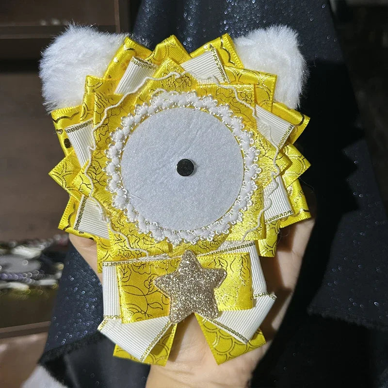 Cute Lolita Badge Base Tray with Cat Ear Handmade Badge Holders for Itabag Ornament Deco detail view