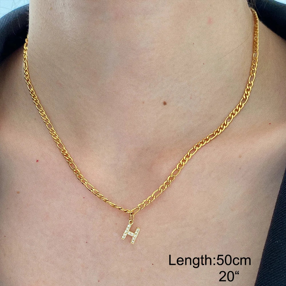 Women Tiny Letter A-Z Initial Necklaces, Small Shiny Letter Girl Chain Choker, Gold Color Stainless Steel Layered Collar Jewelry