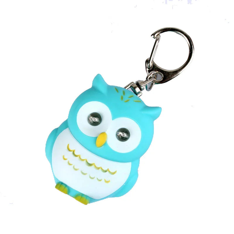 LED Owl Keychain with Sound and Light | Cute Bag Pendant for Keys close-up view