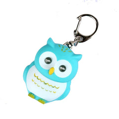LED Owl Keychain with Sound and Light | Cute Bag Pendant for Keys close-up view