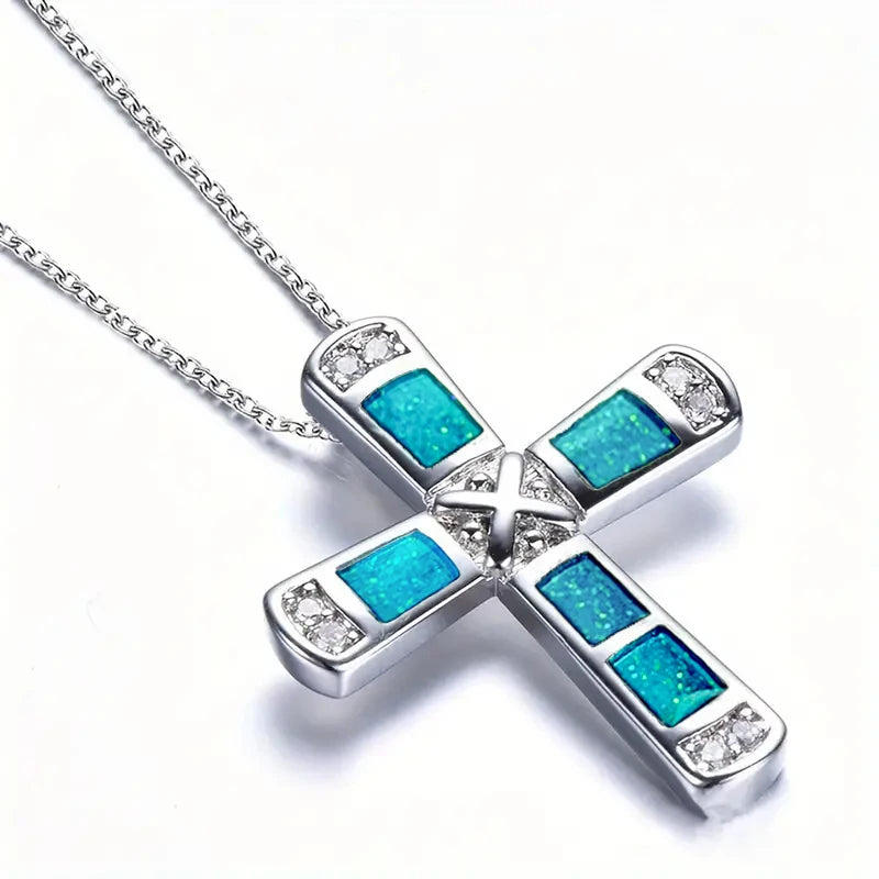 Huitan Modern Cross Pendant Necklace for Women Fashion Stylish Gorgeous Neck Access additional angle