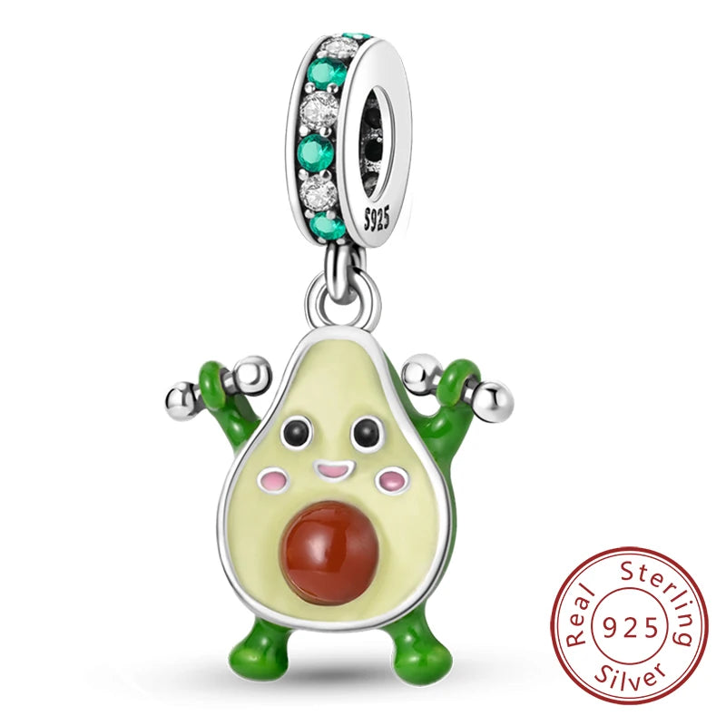 925 Sterling Silver Pendant Charms Beads Green Four-leaf Clover Love Family Tree Char alternate view