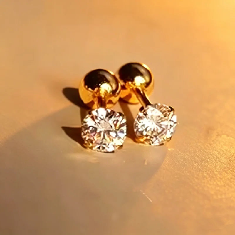 Heart Stud Earrings for Women | Hypoallergenic Screw Back Piercing Jewelry alternate view