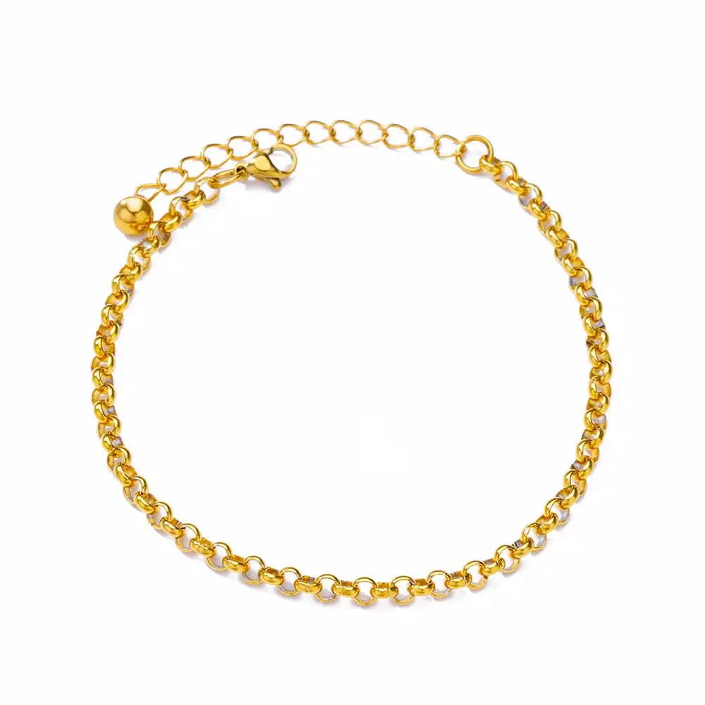 Colorful Boho Drops Anklets For Women Gold Color Stainless Steel Geometric Anklet Luxu close-up view
