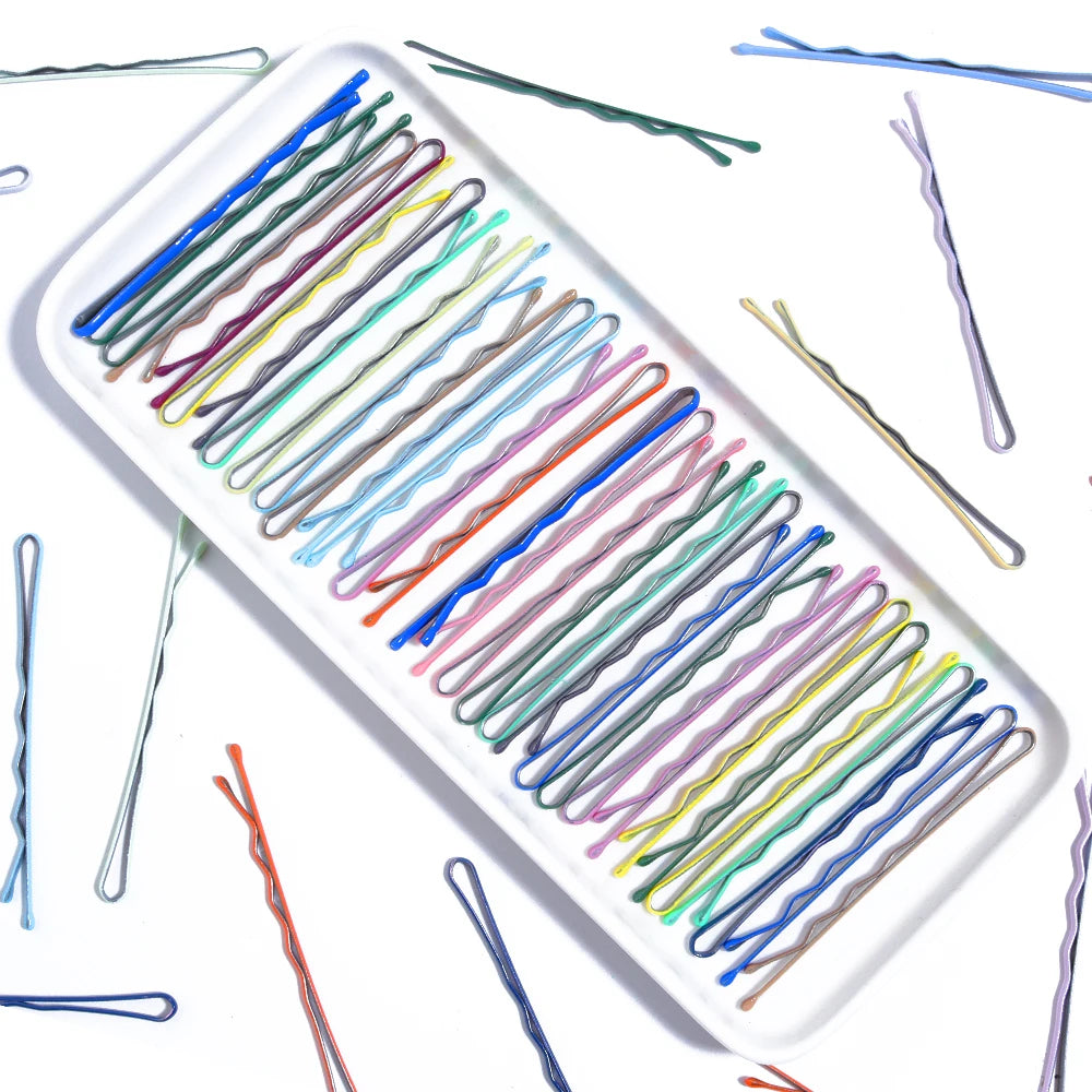 20pcs/lot Colorful Hairpins Metal U-Shaped Hair Clips 6cm Wave Bobby Pins Hairgrip additional angle