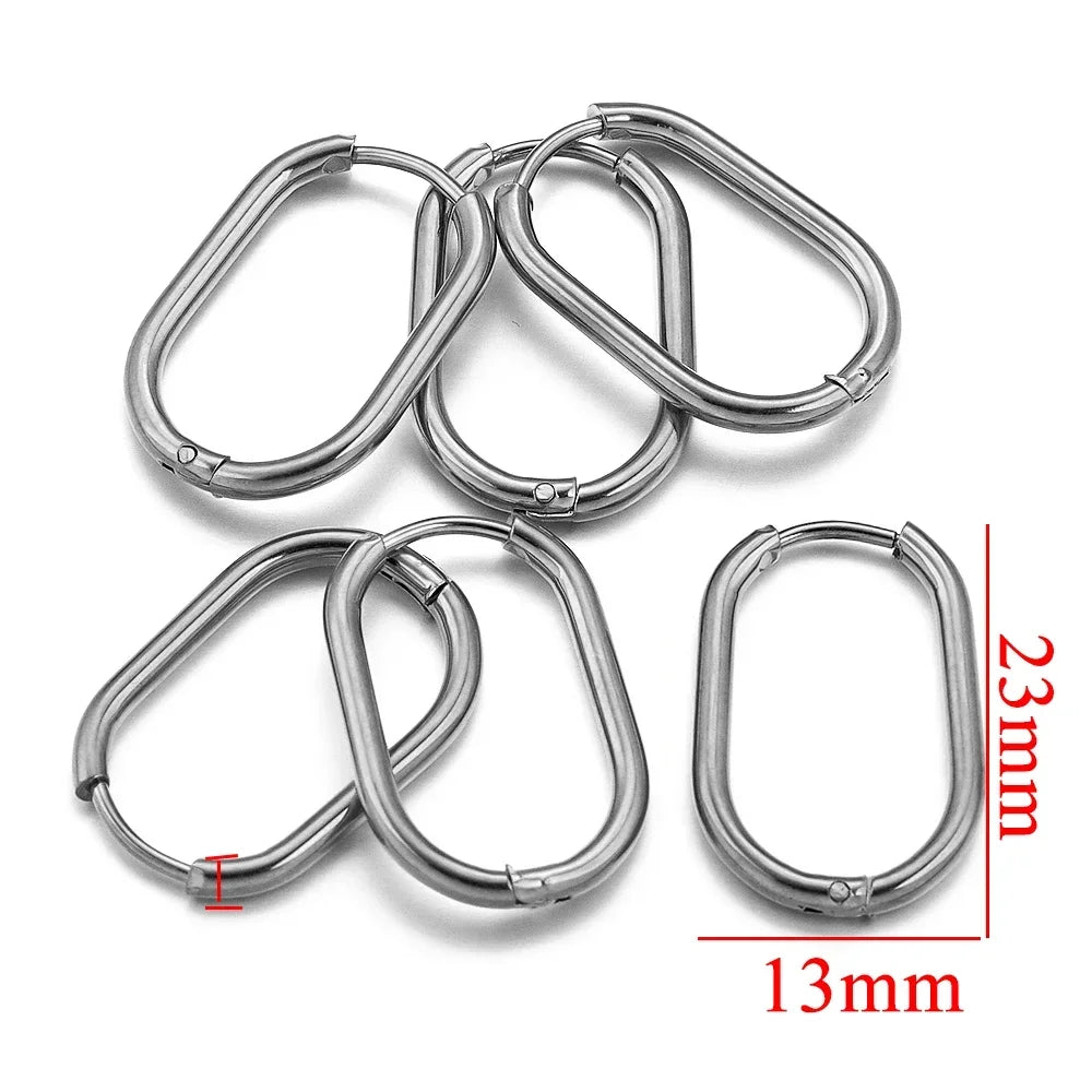 Gold Plated Rectangular Hoop Earrings | 6pcs Stainless Steel Jewelry Findings for DIY lifestyle view