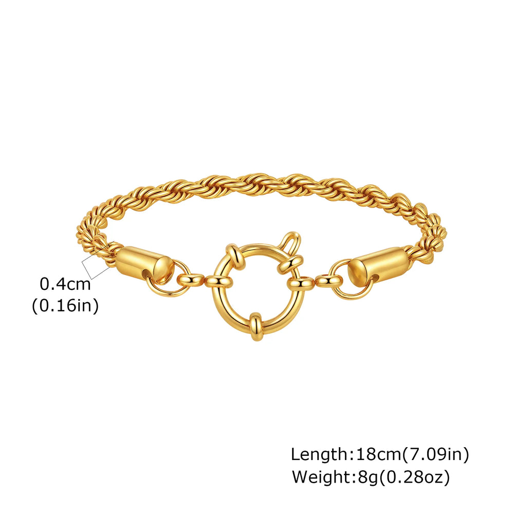 Vnox Square Chain Bracelet | Gold Stainless Steel Round Bubble Link Jewelry for Women lifestyle view