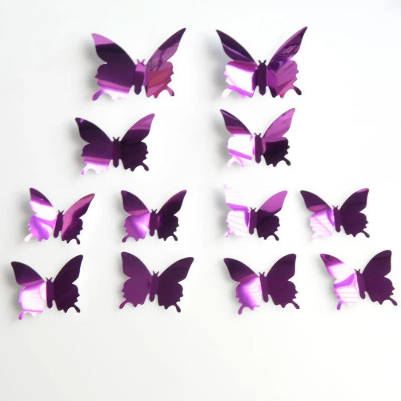 12pcs Modern 3D Mirror Acrylic Butterfly Wall Stickers | DIY Home Decoration Set lifestyle view
