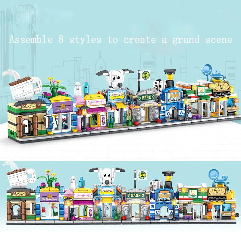Stackable Building Blocks Toy 8 Pieces | City Street View Set for Kids alternate view