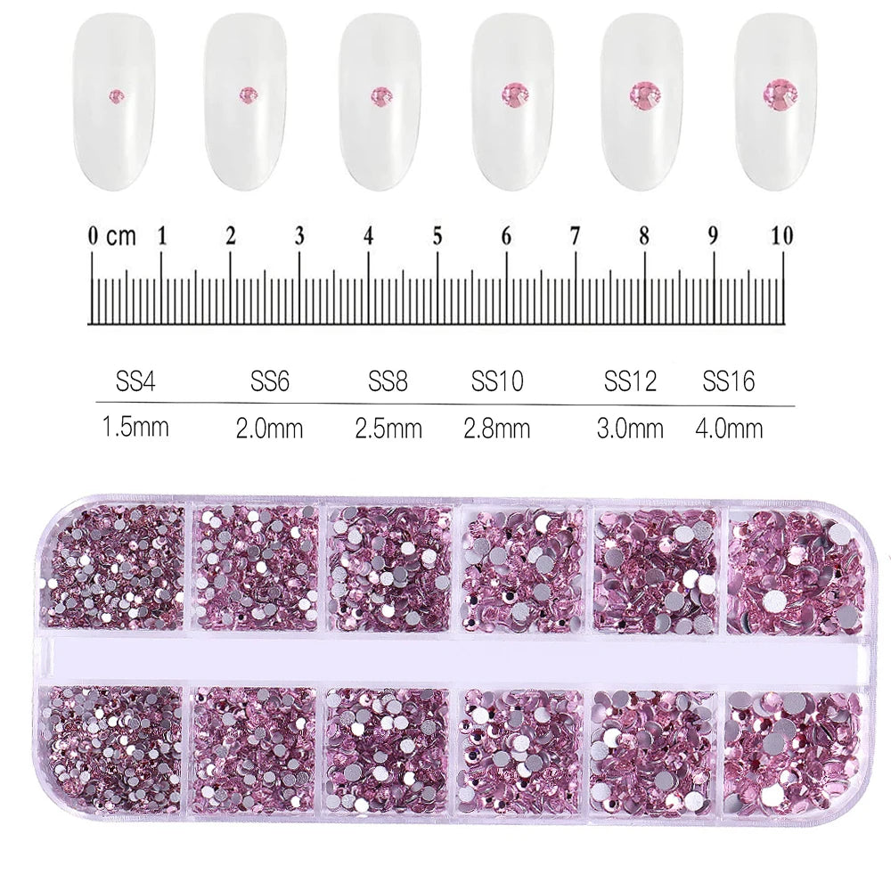 12Grids Pink Mixed Nail Rhinestones Luxury Nail Charms Glitter Crystal Jewelry Gems N lifestyle view