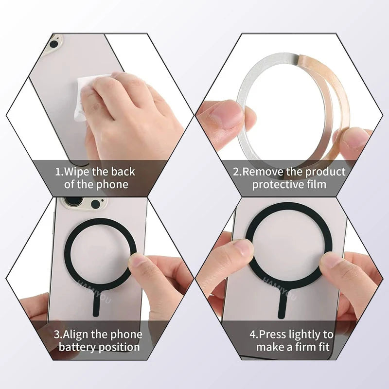 10-1PCS Stainless Steel Magnetic Metal Plate Ring For Magsafe Wireless Charger Iron S lifestyle view