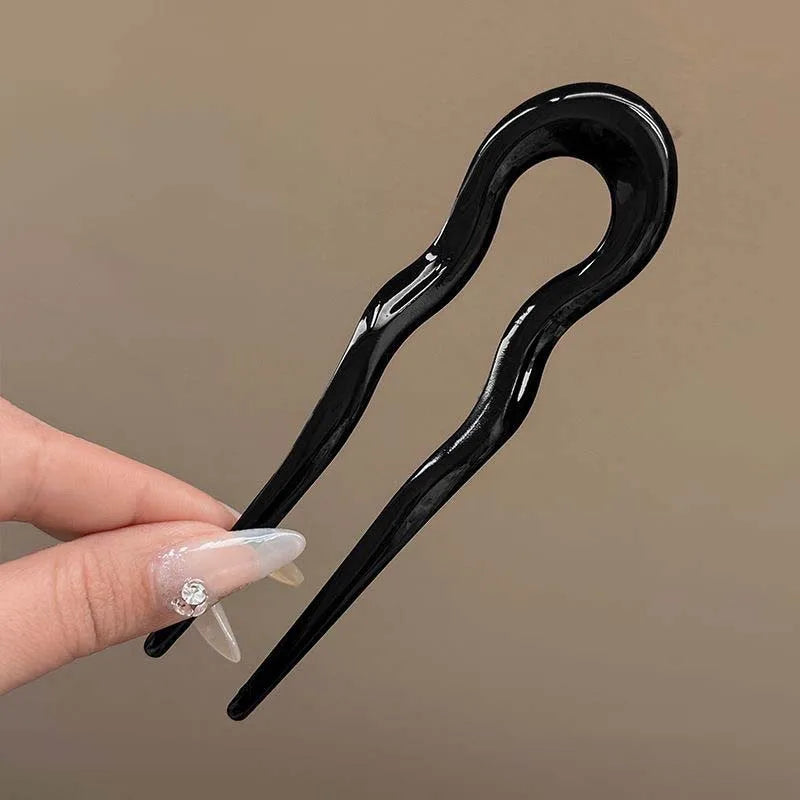 U-Shaped Hair Fork Fashion Tortoiseshell Acetate Hairpin Geometric Design Headwear Ha alternate view
