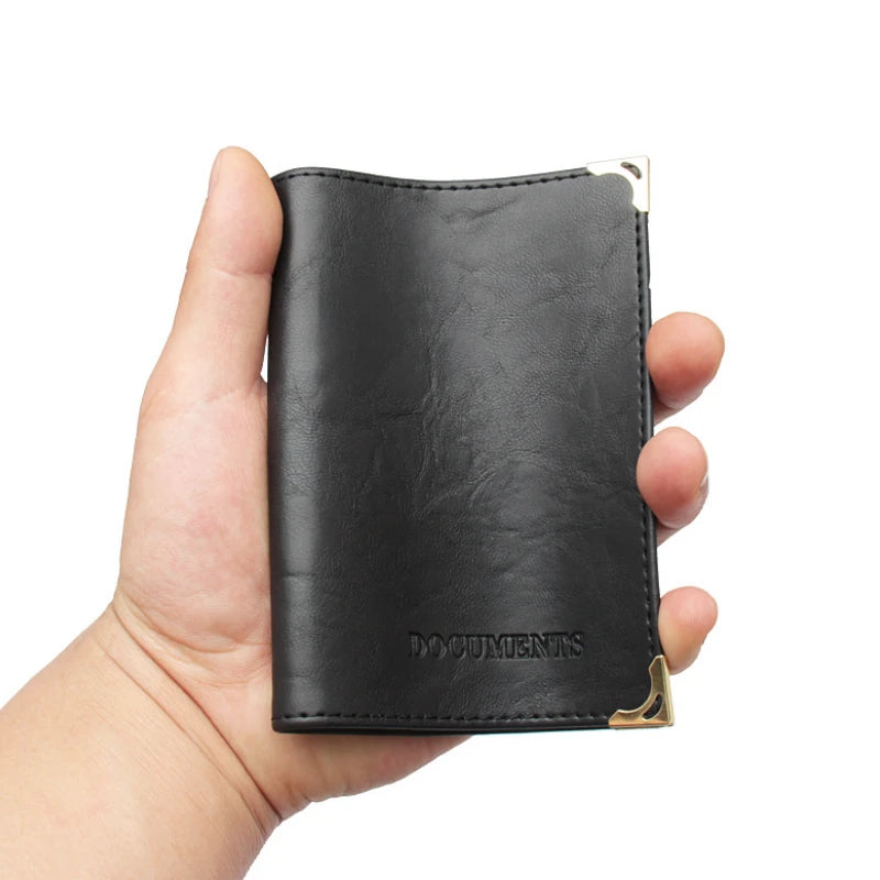 Vintage PU Leather Passport Holder Wallet | Unisex Travel Document Organizer detail view