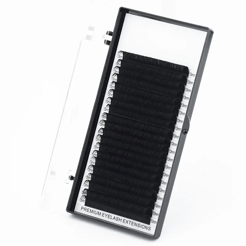 20 Rows Faux Individual Eyelash Extensions | Professional Soft Black Thin Tape Lash additional angle