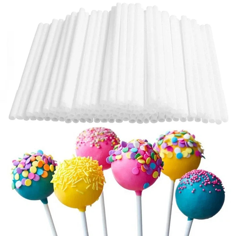 50/100Pcs Chocolate White Acrylic Lollipop Stick Great Reusable Candy Dessert Bakeware Kitchen Dinin