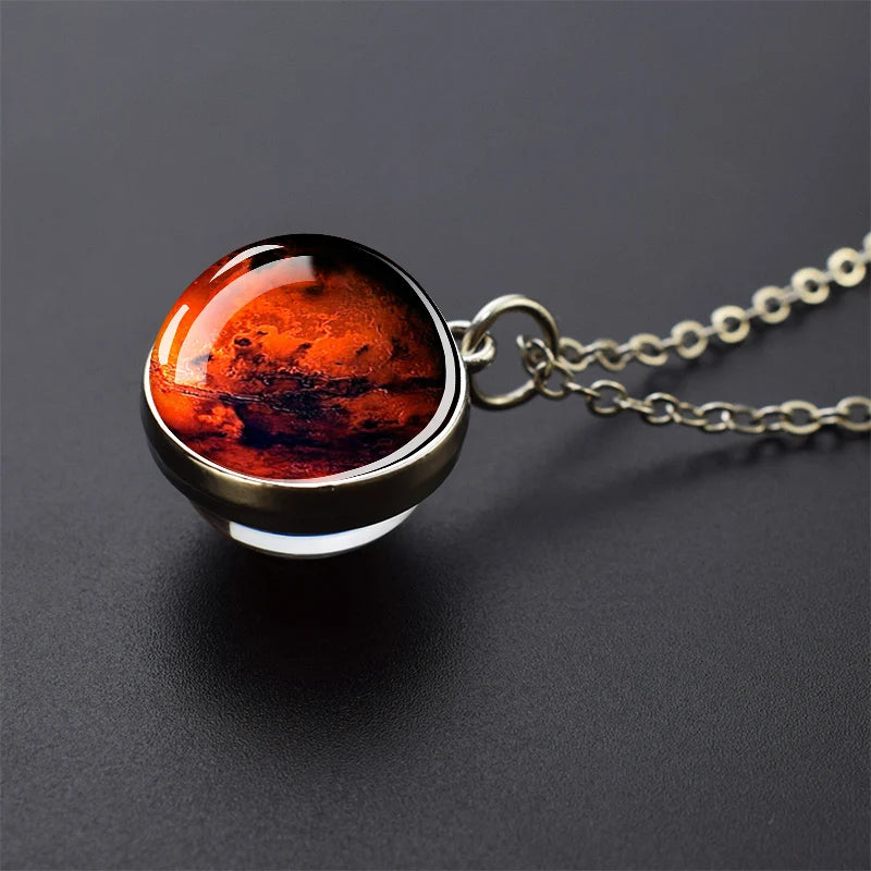 Solar System Galaxy Pendant Necklace | Unisex Astronomy Jewelry Gift lifestyle view