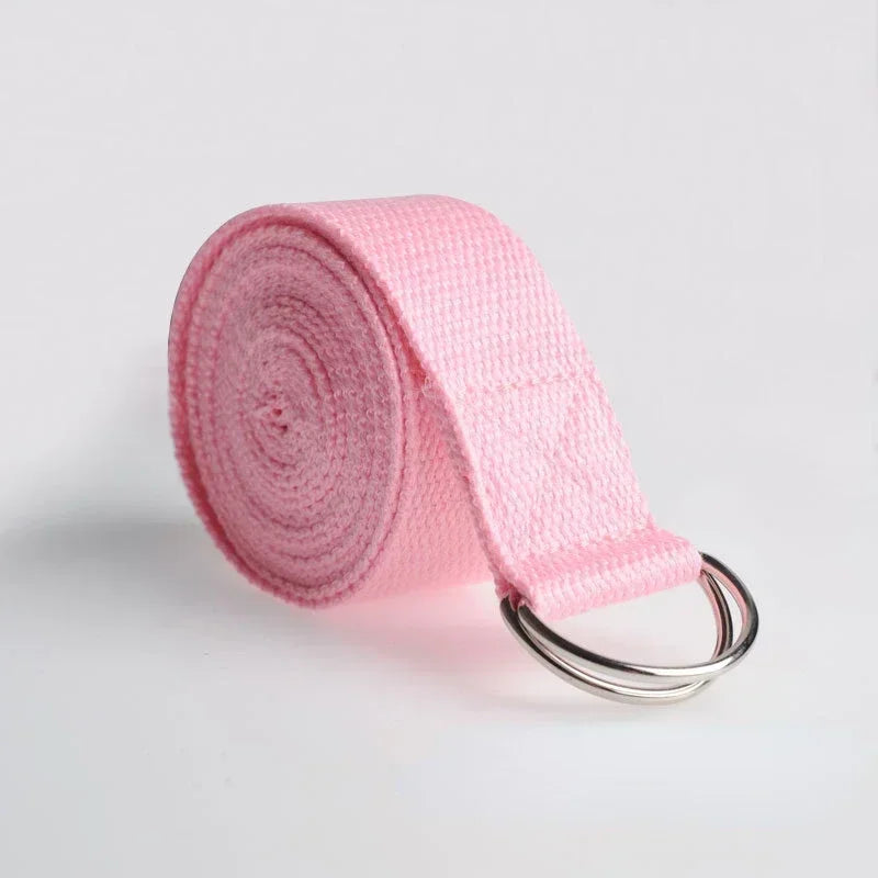 1.8m Cotton Yoga Strap with D-Ring Buckle | Adjustable Stretching Aid for Flexibility close-up view