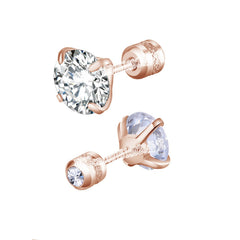 2pcs Hypoallergenic Titanium Steel Stud Earrings for Men Women, Zircon Screw Back Earrin detail view