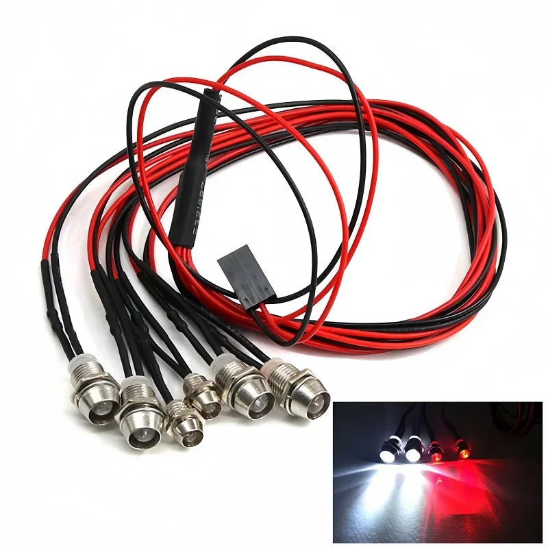RC Headlights LED Red White 3/5mm Remote Control Lights