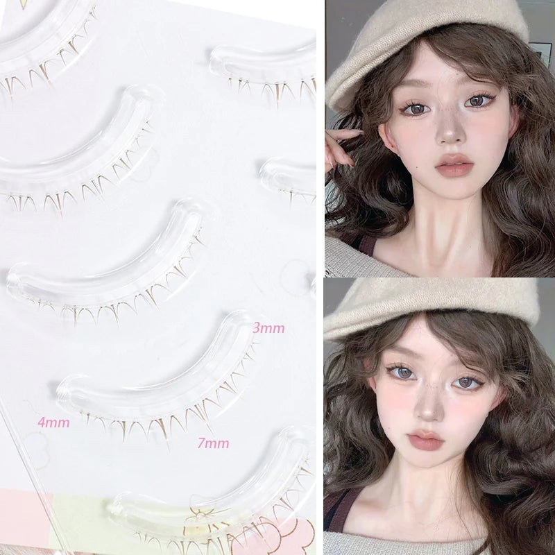 Menglu Natural Short Lower Lashes | Hand-Painted Style Fake Eyelashes close-up view