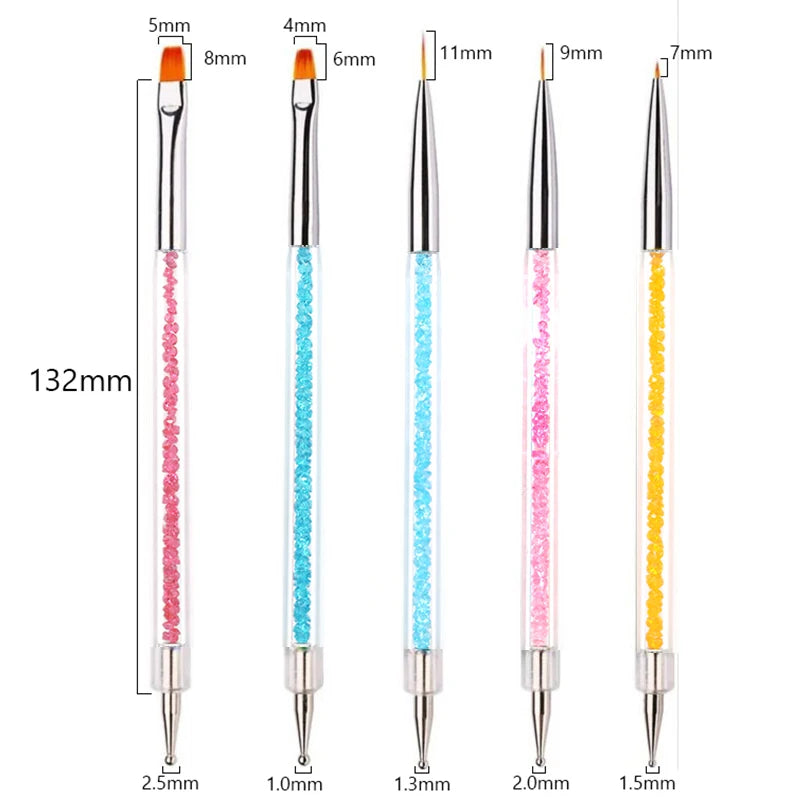 5/20Pcs Nail Art Brush Design Tip Painting Drawing Carving Dotting Pen FlatFan Liner alternate view