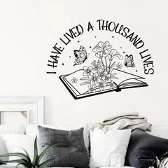 Wall Stickers for Living Room Bedroom | Creative Black Heart Book World Ladder Tree Wa close-up view