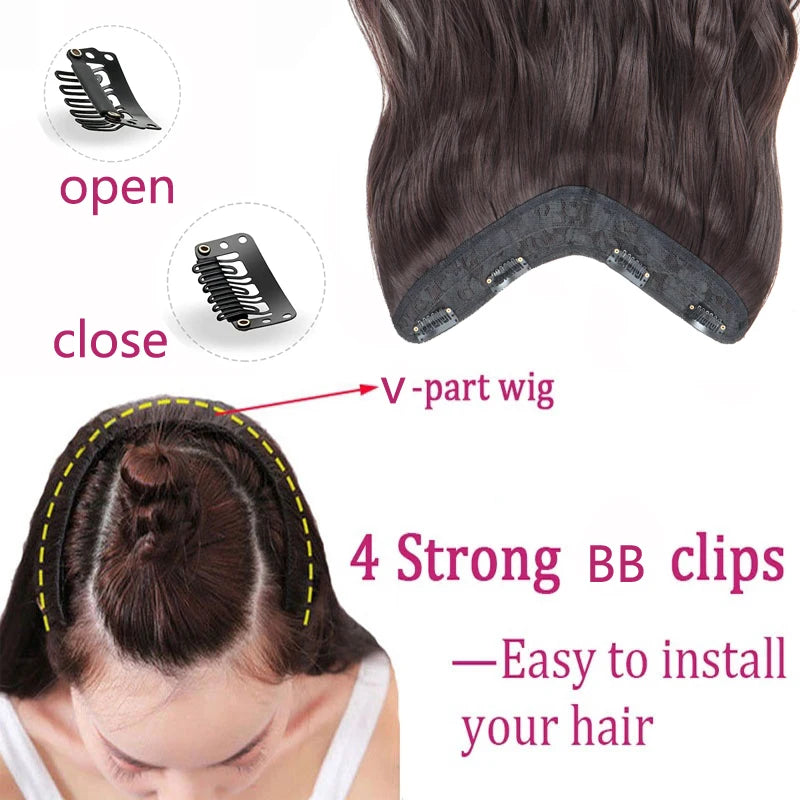 20Inch Synthetic Wavy Curly Clip in Hair Extensions | Heat Resistant Black Blonde Hai lifestyle view
