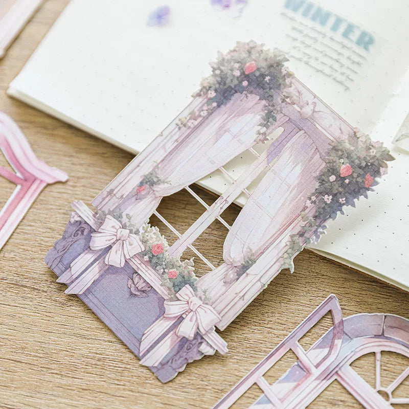 10-Piece Window Flower Paper Pack | Junk Journal Scrapbooking Collage Stickers lifestyle view