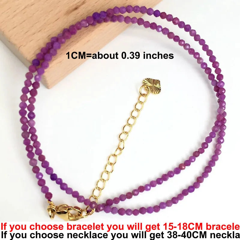 Faceted Gemstone Beaded Necklace and Bracelet Set | Natural Crystal Choker Jewelry additional angle