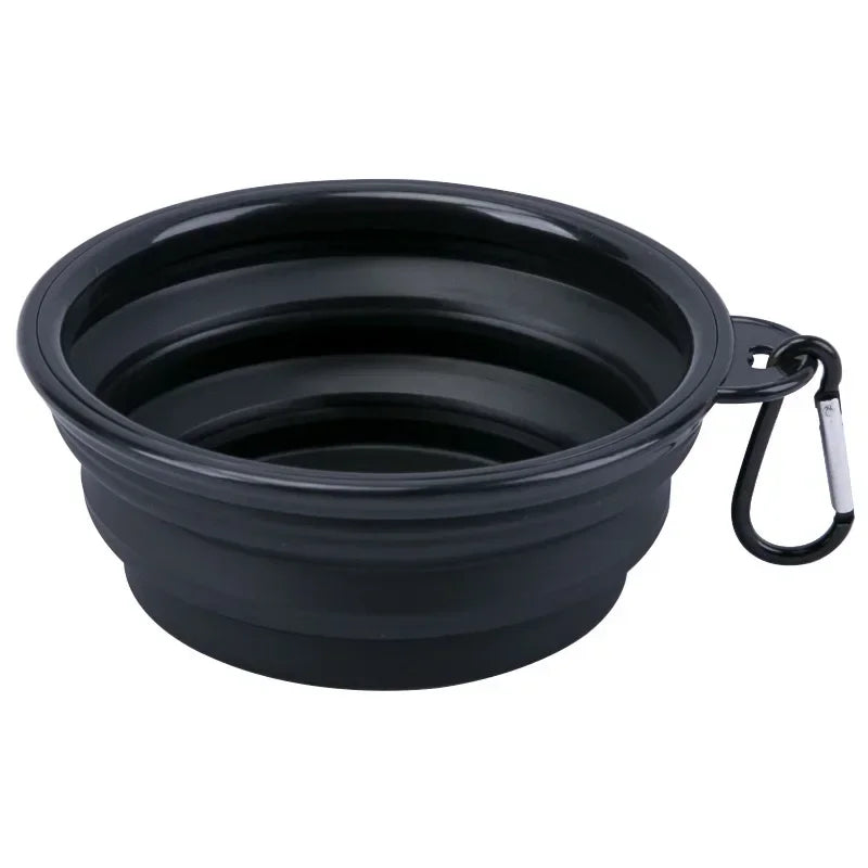 Collapsible Pet Silicone Dog Bowl | Portable Travel Food and Water Bowl with Carabiner detail view