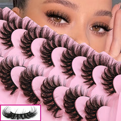 7 Pairs Lashes Fluffy Cat Eye Lashes Wispy 6D Volume False Eyelashes Soft Curly Fake Lashes For Dail