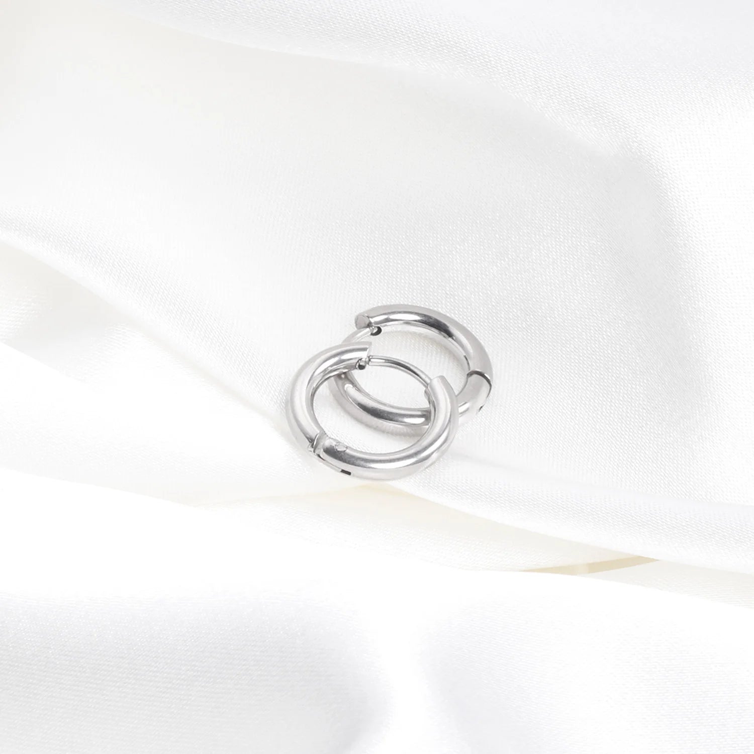 LUXUSTEEL Stainless Steel Hoop Earrings | Simple Geometric Shapes for Women detail view