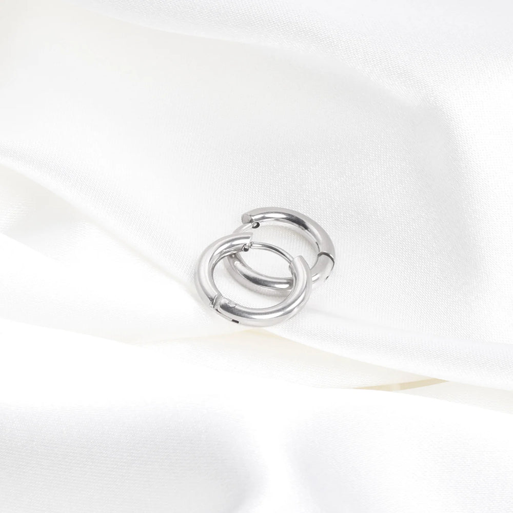 LUXUSTEEL Stainless Steel Hoop Earrings | Simple Geometric Shapes for Women detail view