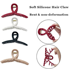 13cm Large Cross Safe Soft Silicone Hair Claw Clips Women's High Elastic Shark Grip Deformable Anti Collision Hair Accessories K