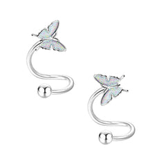 1pcs Cute Stainless Steel Spiral Butterfly Stud Earrings,Hypoallergenic Daith Tragus alternate view