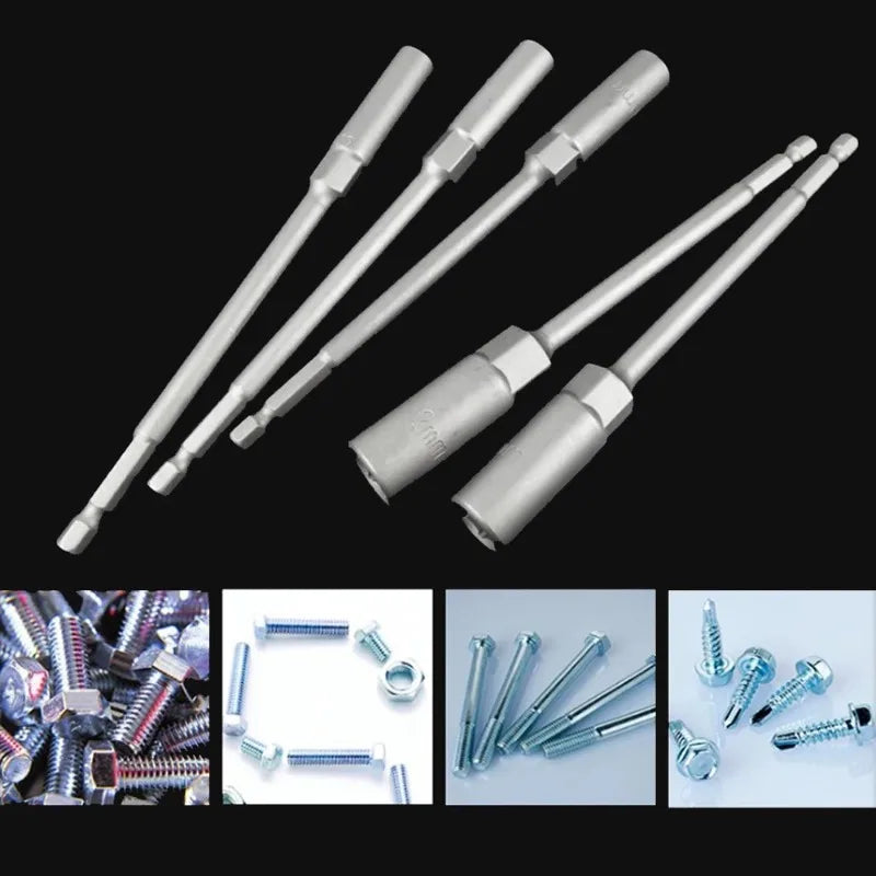 Electric Drill Socket Bit Set 150mm | Hex Nut Driver Adapter for Impact Drills detail view