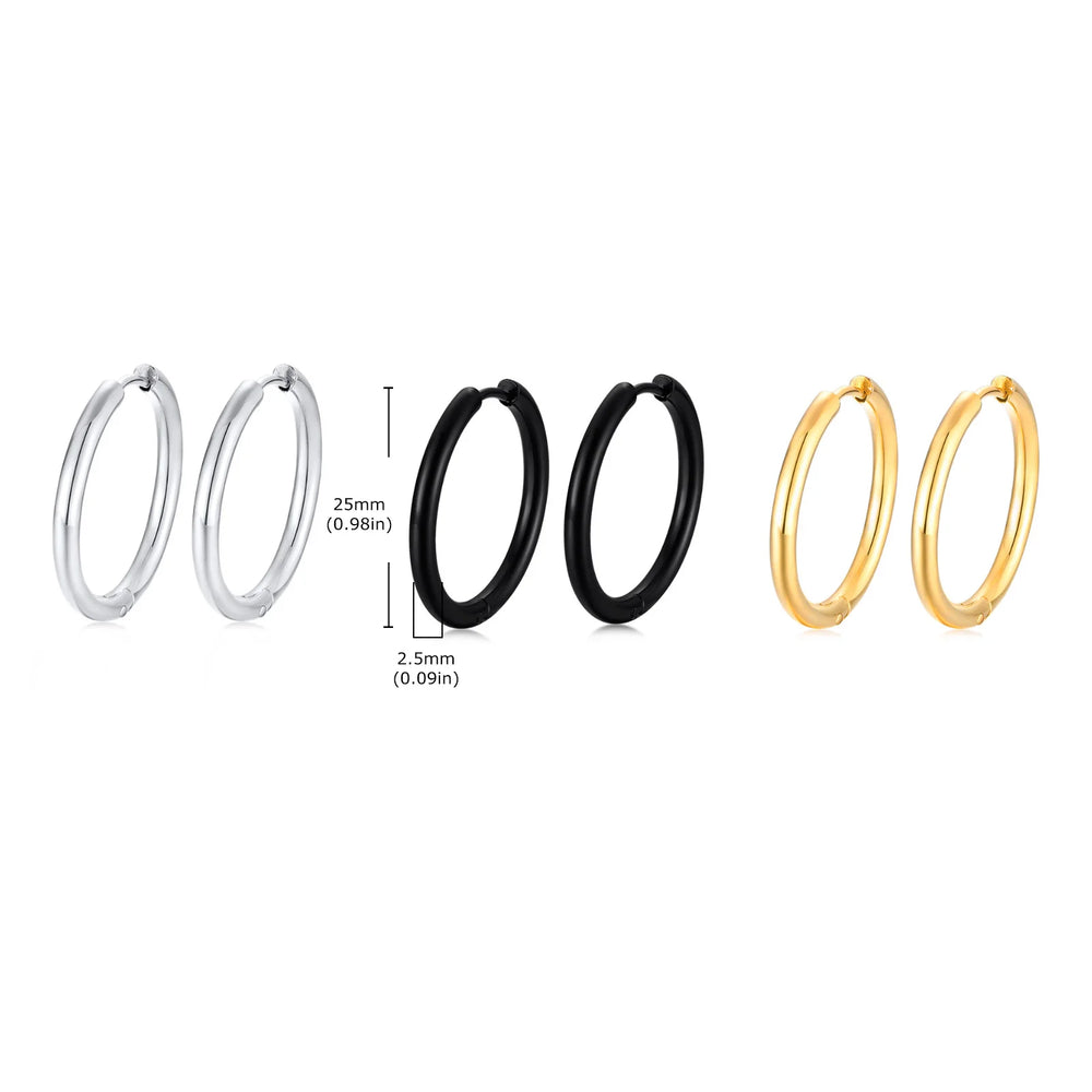 Classic Stainless Steel Hoop Earring for Men Boys | Anti Allergy Metal Huggies Earrin alternate view