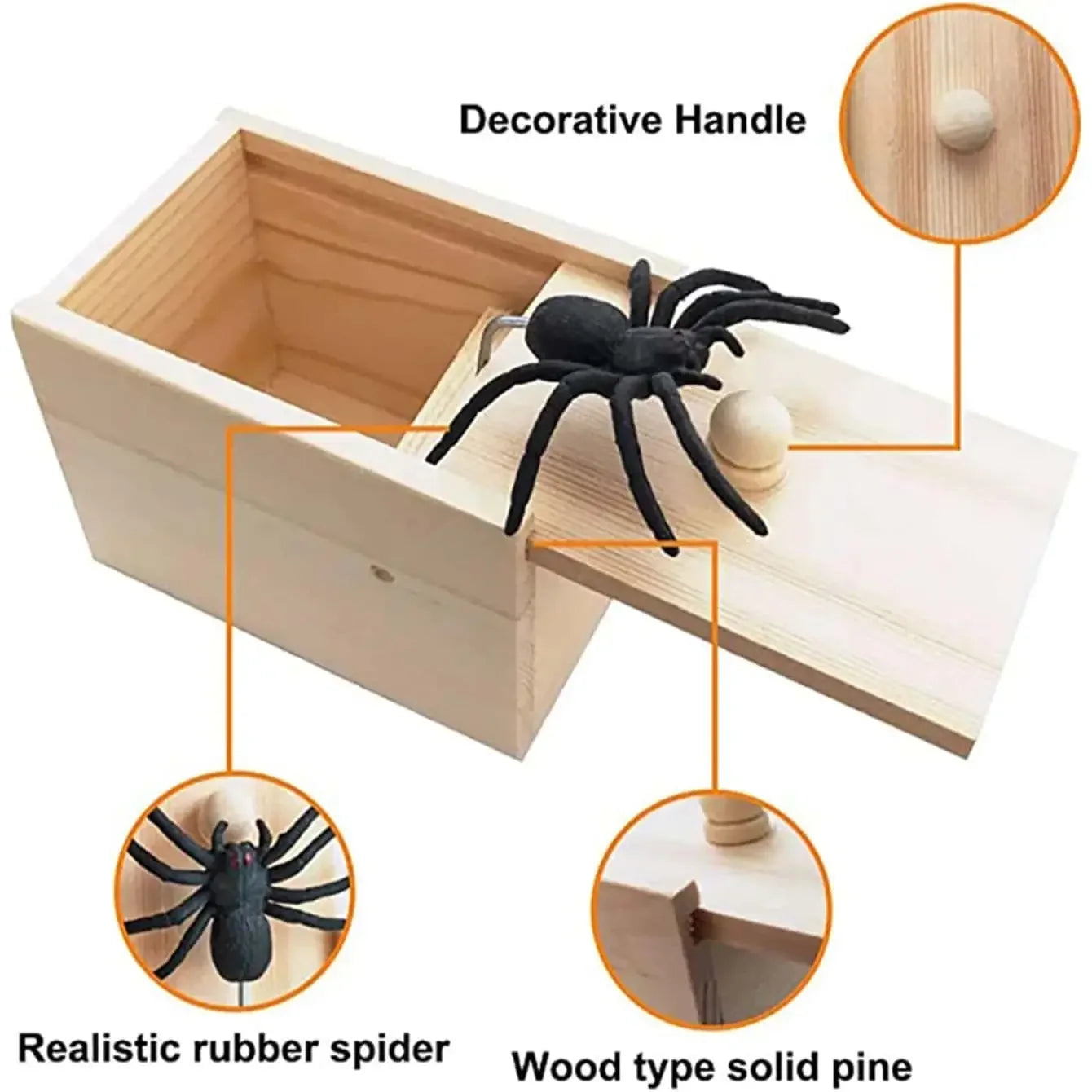 1PC-Wooden Prank Trick Practical Joke Home Office Scare Toy Box Gag Spider Parents Fr lifestyle view